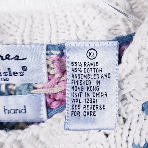 Signatures by Northern Isles Sweater Multicolor Patchwork Hand Knit Floral XL - Picture 8 of 8